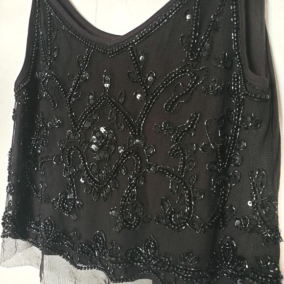 Forever 21 | Beaded Crop Lace Trim Semi-Sheer Top - Picture 2 of 5